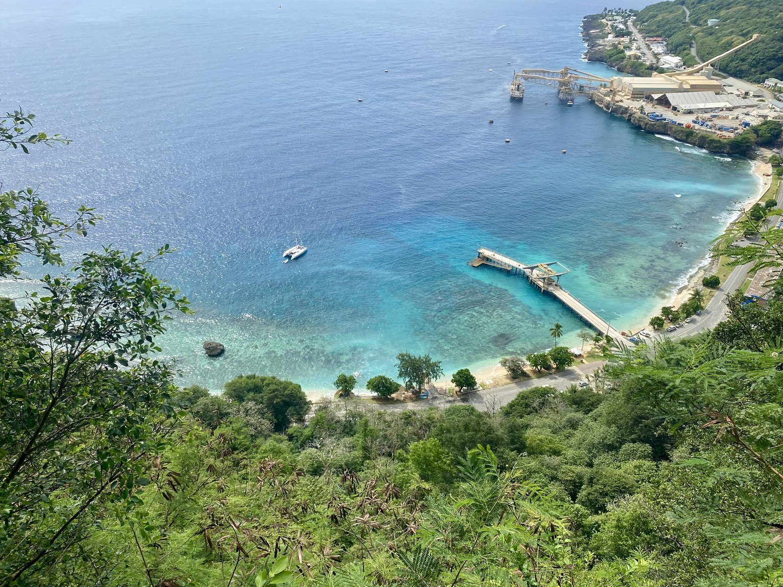 The clifftop view over Flying Fish Cove on Christmas Island