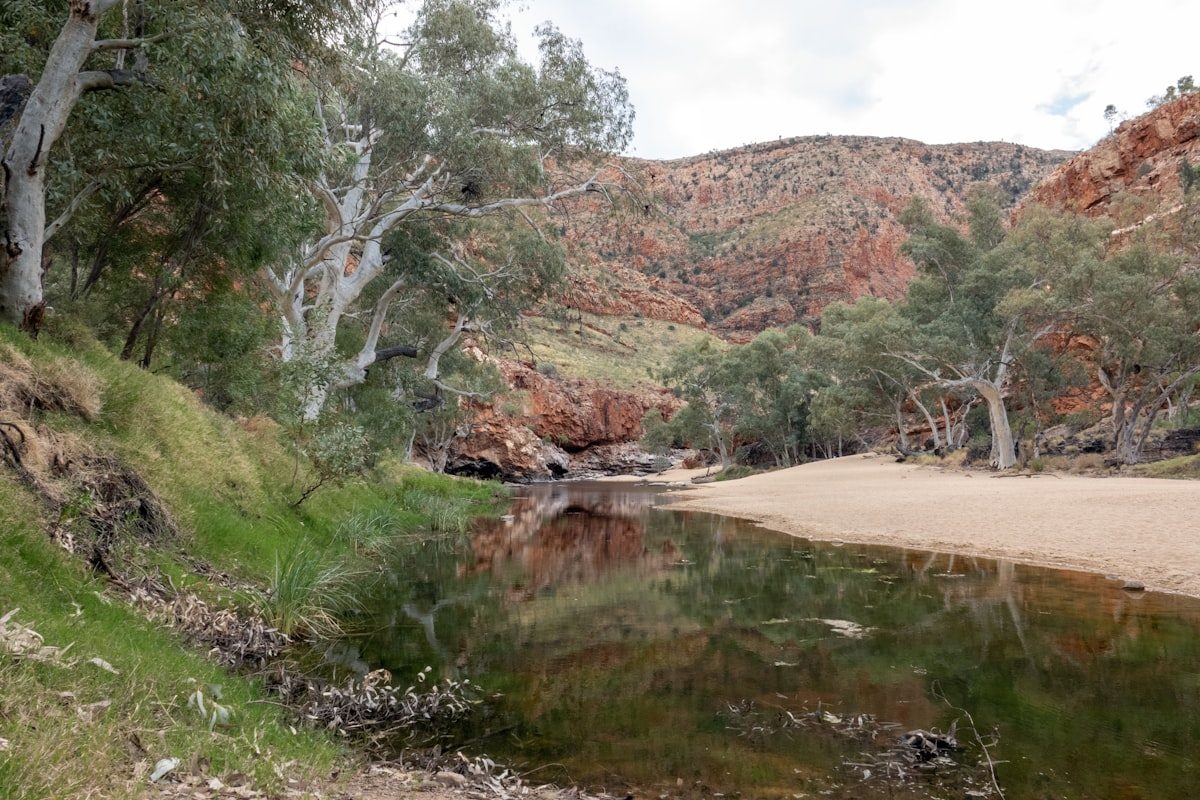 Ghost gums and a still waterhole at Ormiston Gorge
